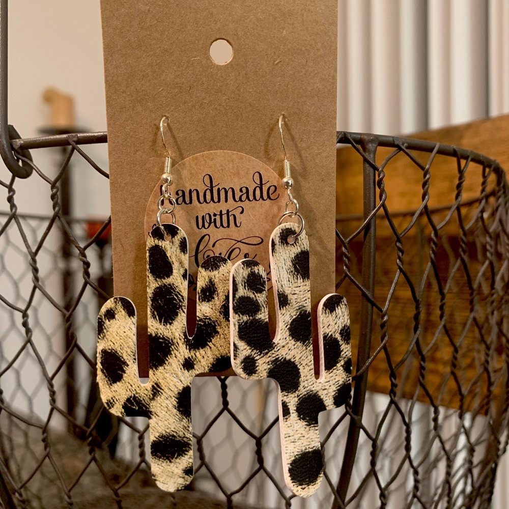 Animal Print Cactus Earrings